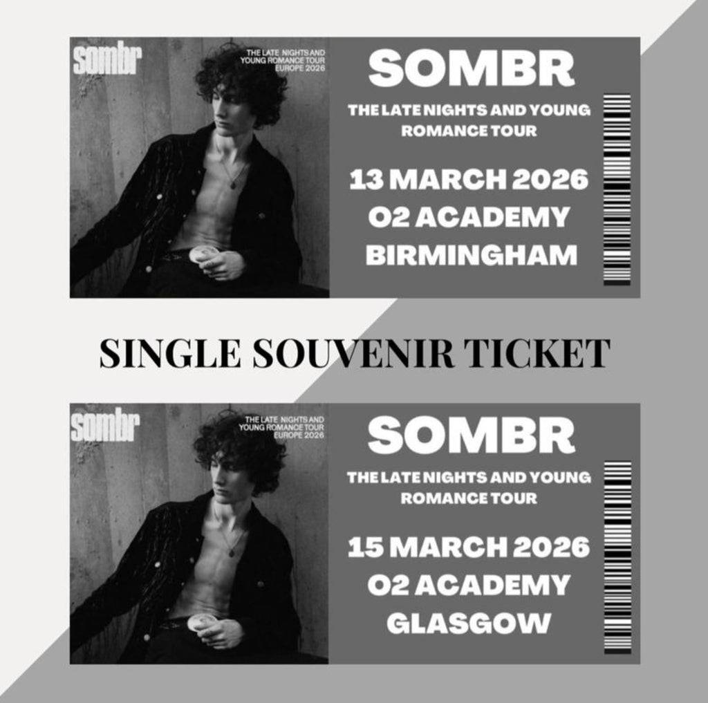 Sombr ‘Late Nights and Young Romance’ tour inspired souvenir tickets