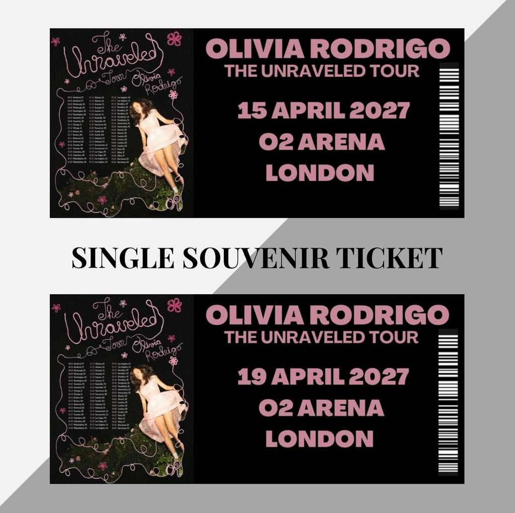 Olivia Rodrigo ‘The Unraveled Tour’ inspired souvenir tickets