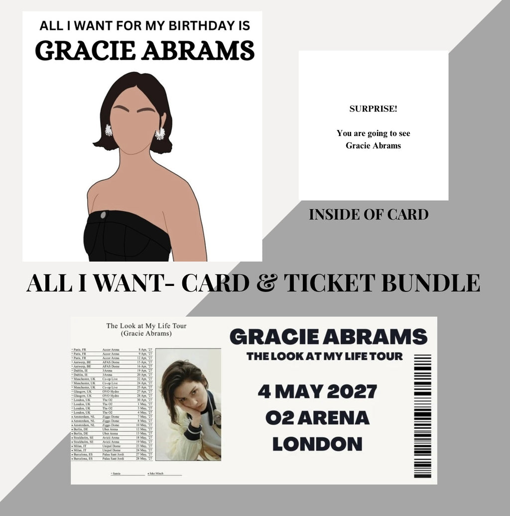 Gracie Abrams birthday card & souvenir ticket bundle