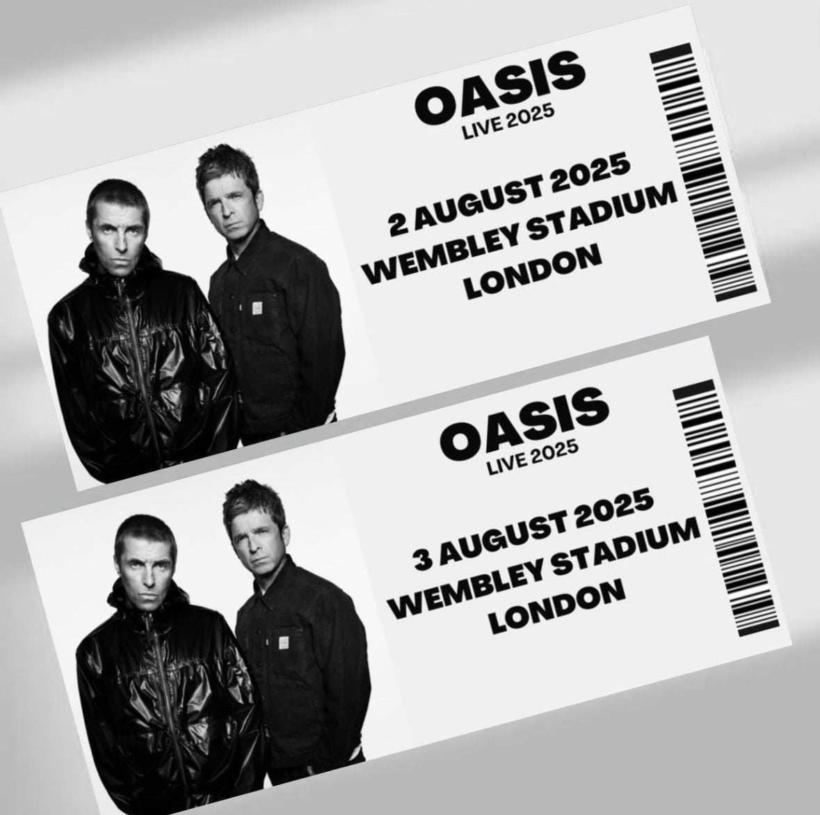 Oasis Live 25 inspired souvenir tickets