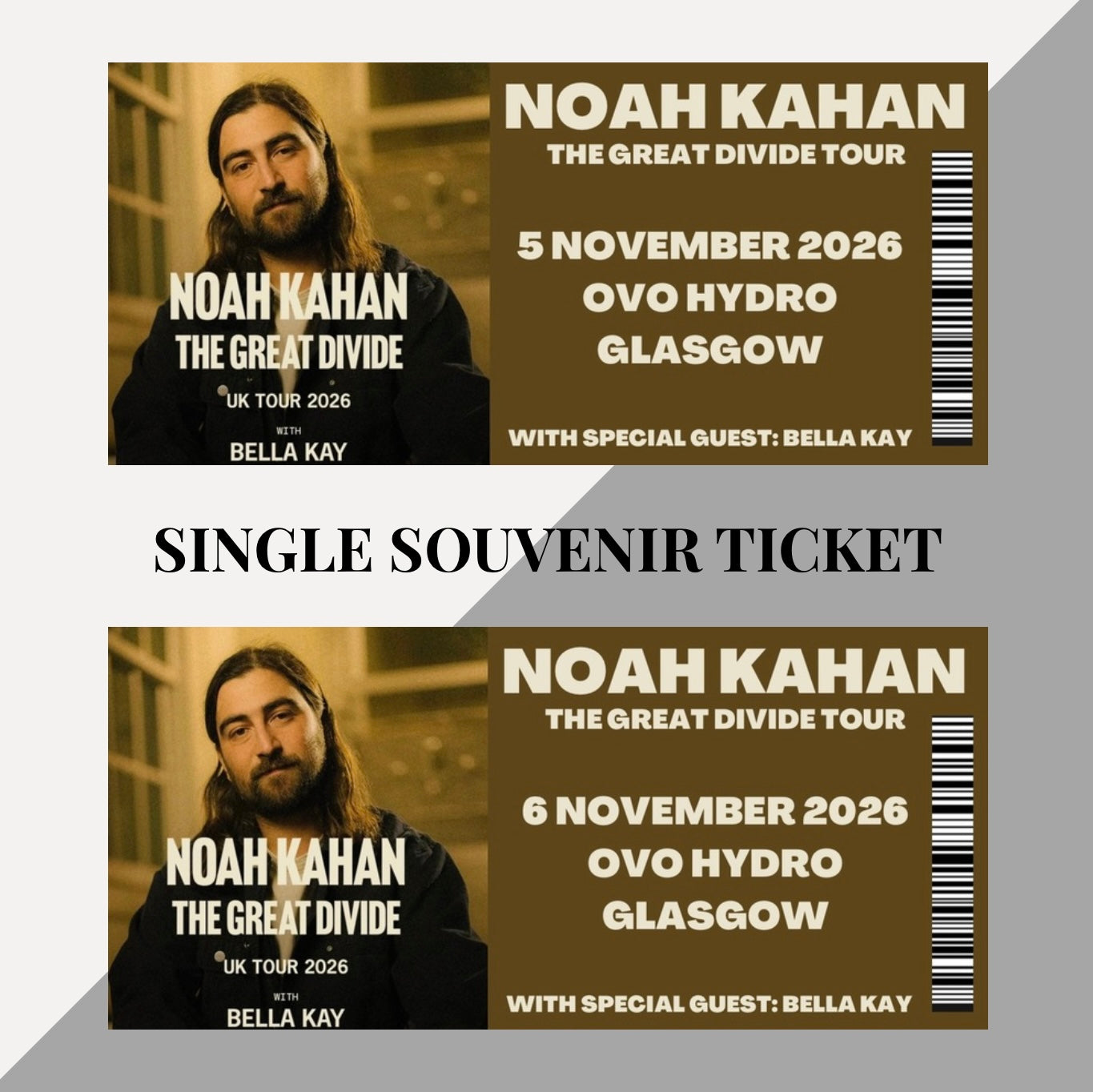 Noah Kahan ‘The Great Divide Tour’ inspired souvenir tickets