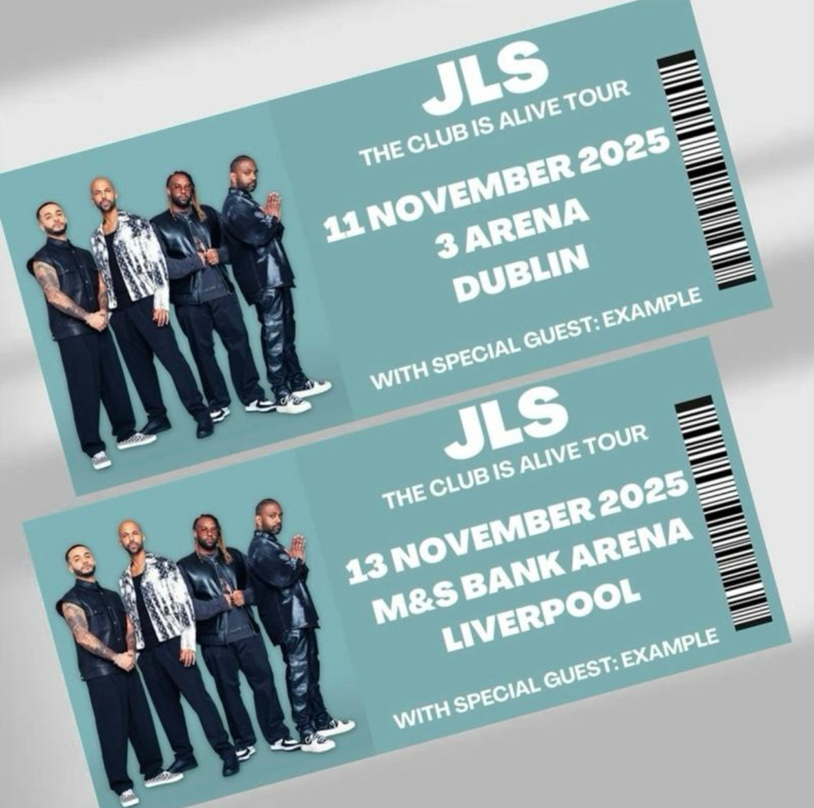 JLS ‘The Club is Alive Tour’ inspired souvenir tickets
