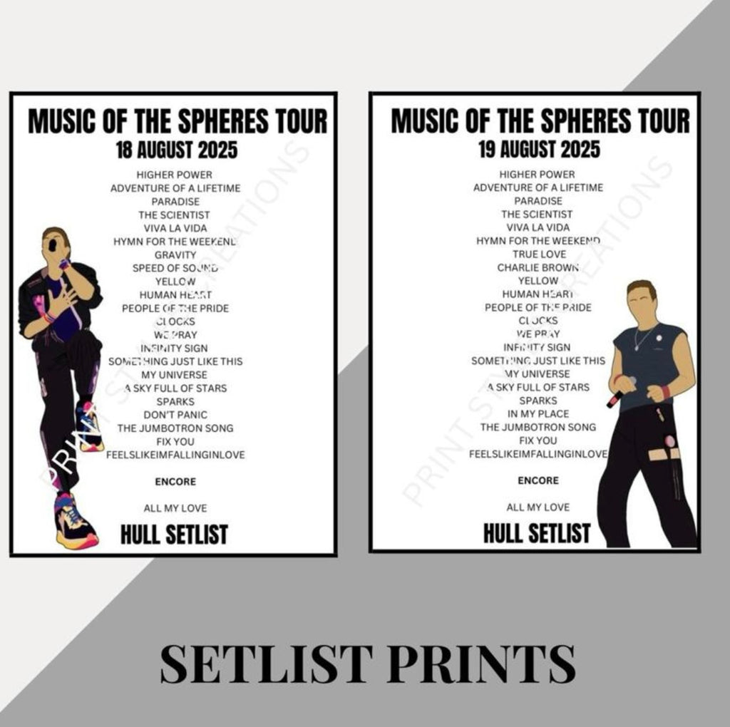 Coldplay ‘Music of the Spheres’ inspired setlist prints