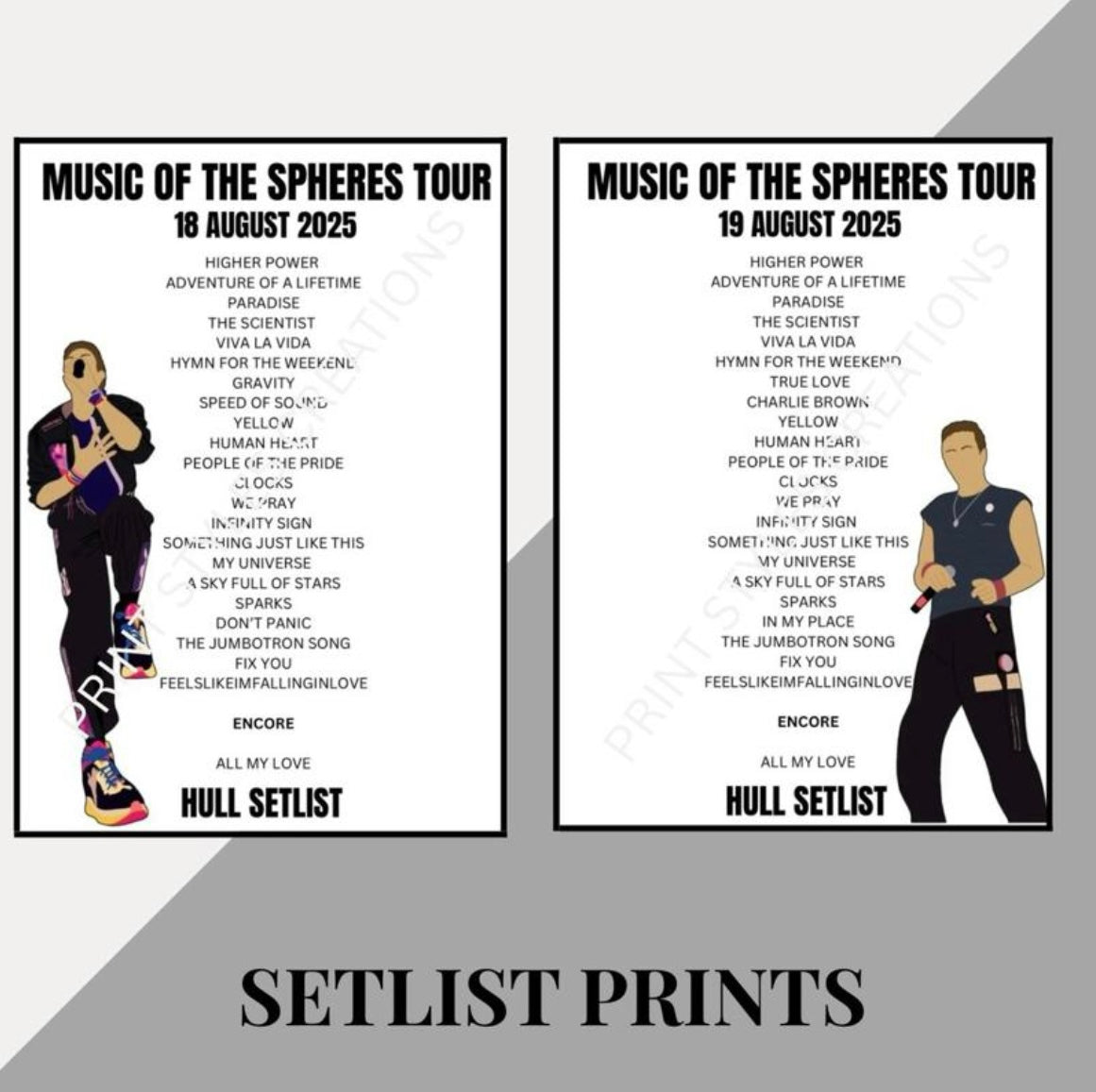 Coldplay ‘Music of the Spheres’ inspired setlist prints