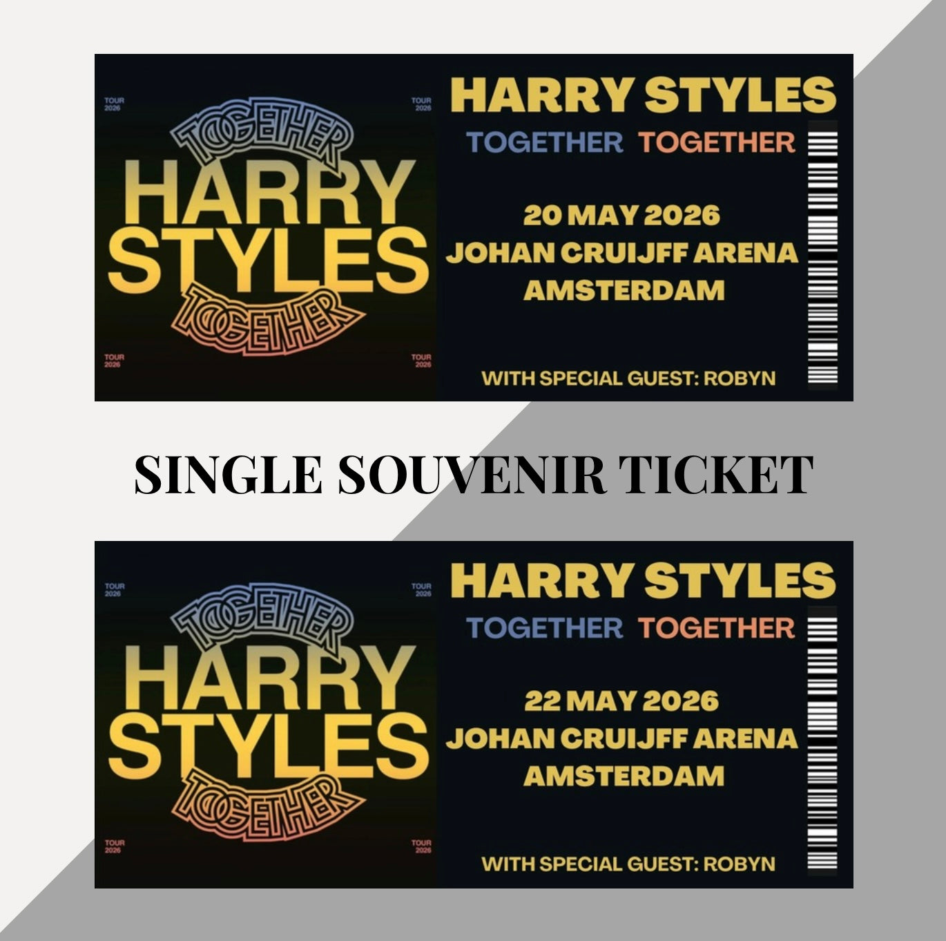Harry Styles ‘Together Together Tour’ Amsterdam inspired souvenir tickets