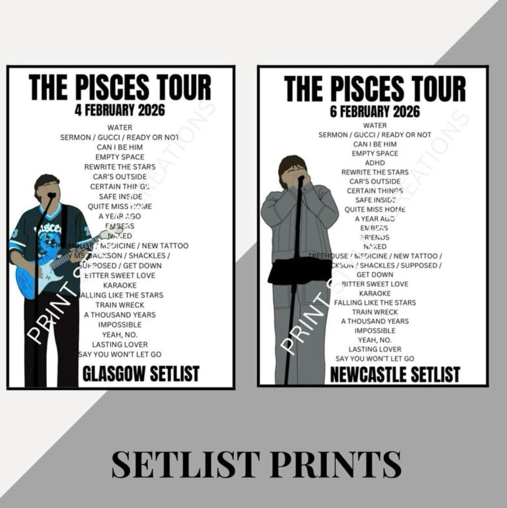 James Arthur ‘The Pisces Tour’ inspired setlist prints
