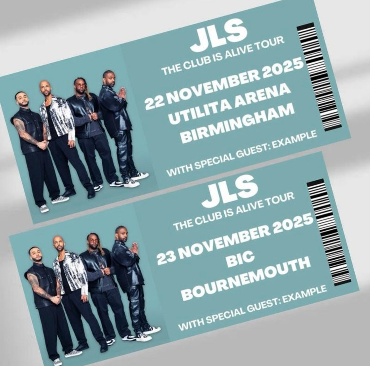 JLS ‘The Club is Alive Tour’ inspired souvenir tickets