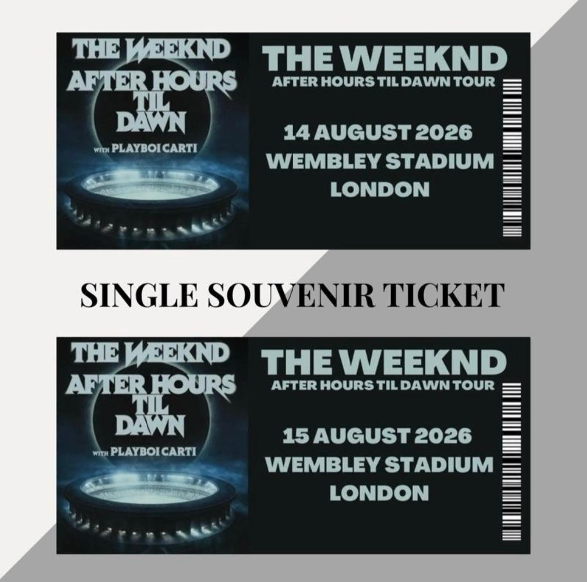 The Weeknd ‘After Hours Til Dawn Tour’ inspired souvenir tickets