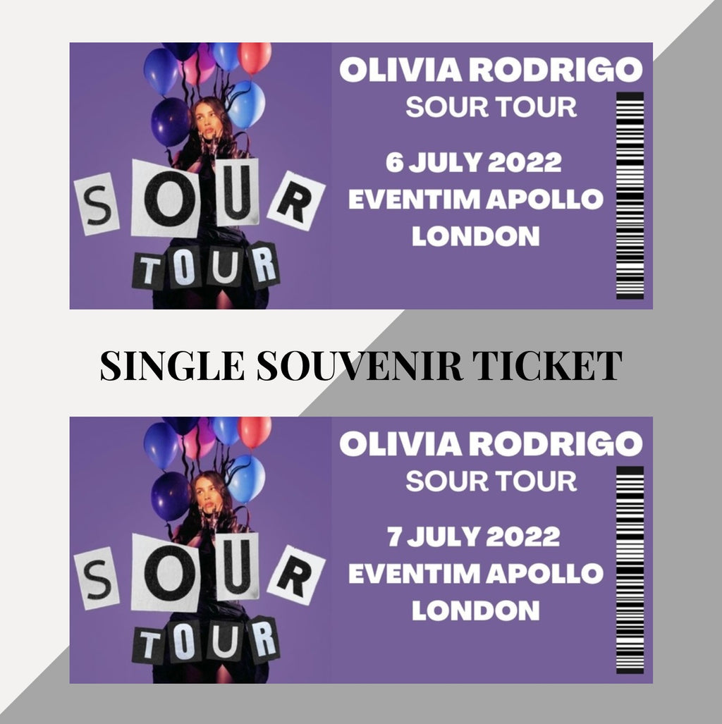 Olivia Rodrigo ‘Sour Tour’ inspired souvenir tickets