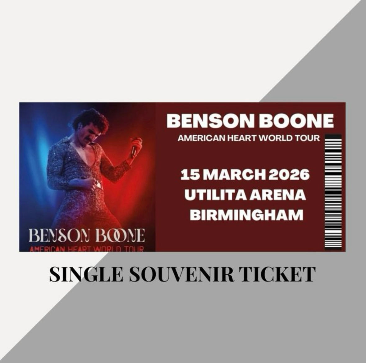Benson Boone ‘American Heart Tour’ inspired souvenir tickets