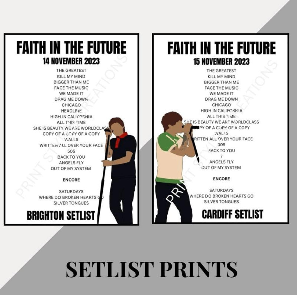 Louis Tomlinson ‘Faith In The Future’ Tour inspired setlist prints