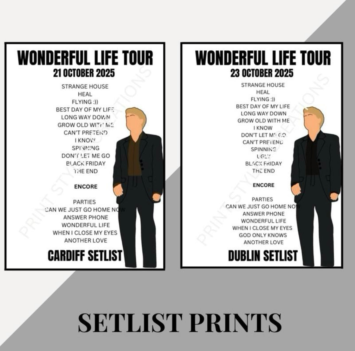 Tom Odell ‘Wonderful Life Tour’ inspired setlist prints