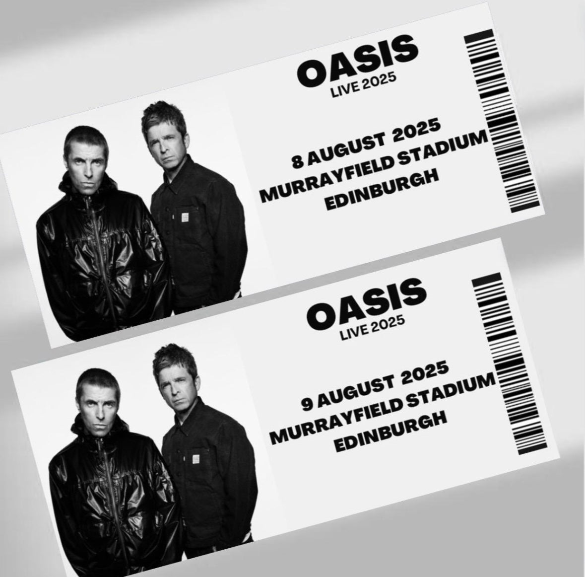 Oasis Live 25 inspired souvenir tickets