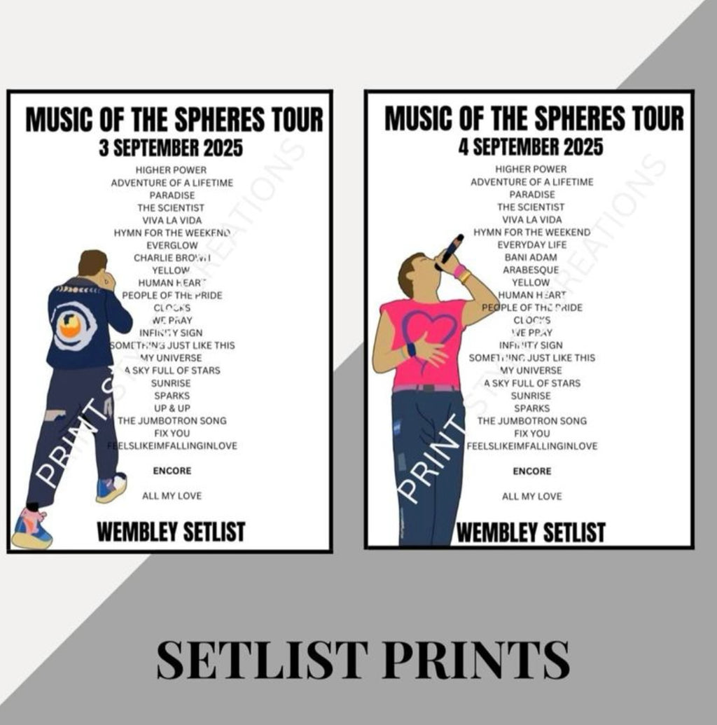 Coldplay ‘Music of the Spheres’ inspired setlist prints