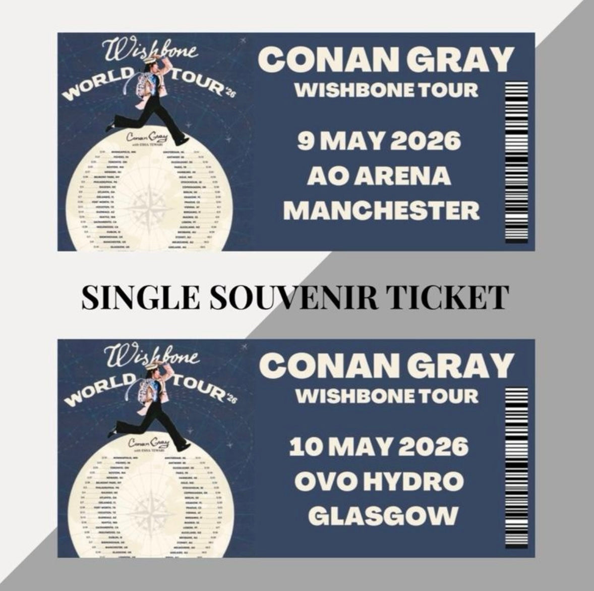 Conan Gray ‘Wishbone Tour’ inspired souvenir tickets