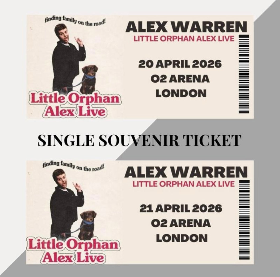 Alex Warren ‘Little Orphan Alex Live’ tour inspired souvenir tickets