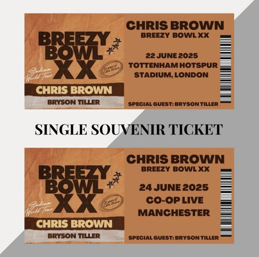 Chris Brown ‘Breezy Bowl XX Tour’ inspired souvenir tickets