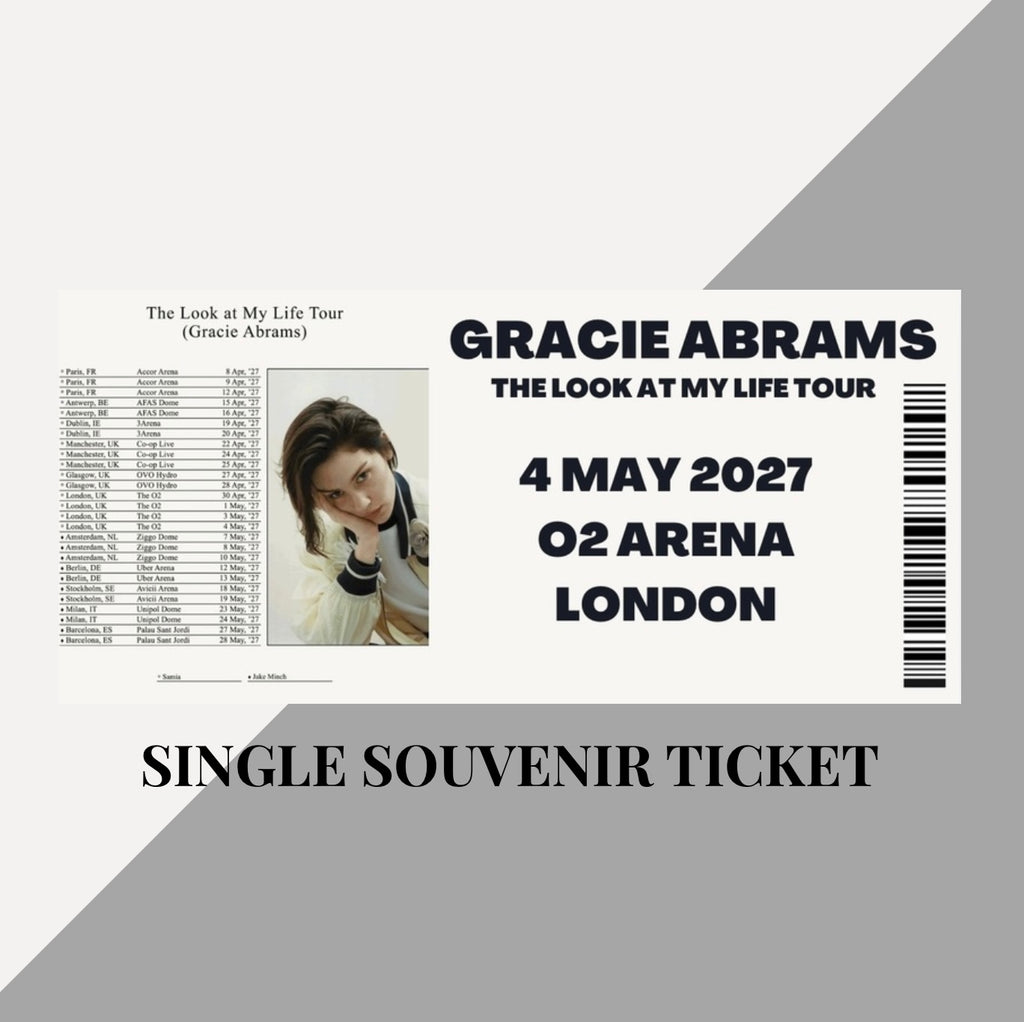 Gracie Abrams ‘The Look at my Life Tour’ inspired souvenir tickets