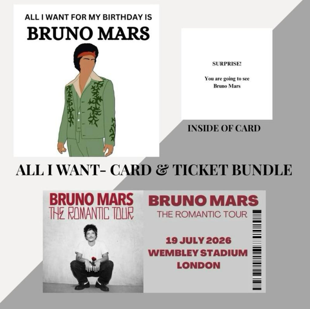 Bruno Mars birthday card and souvenir ticket bundle