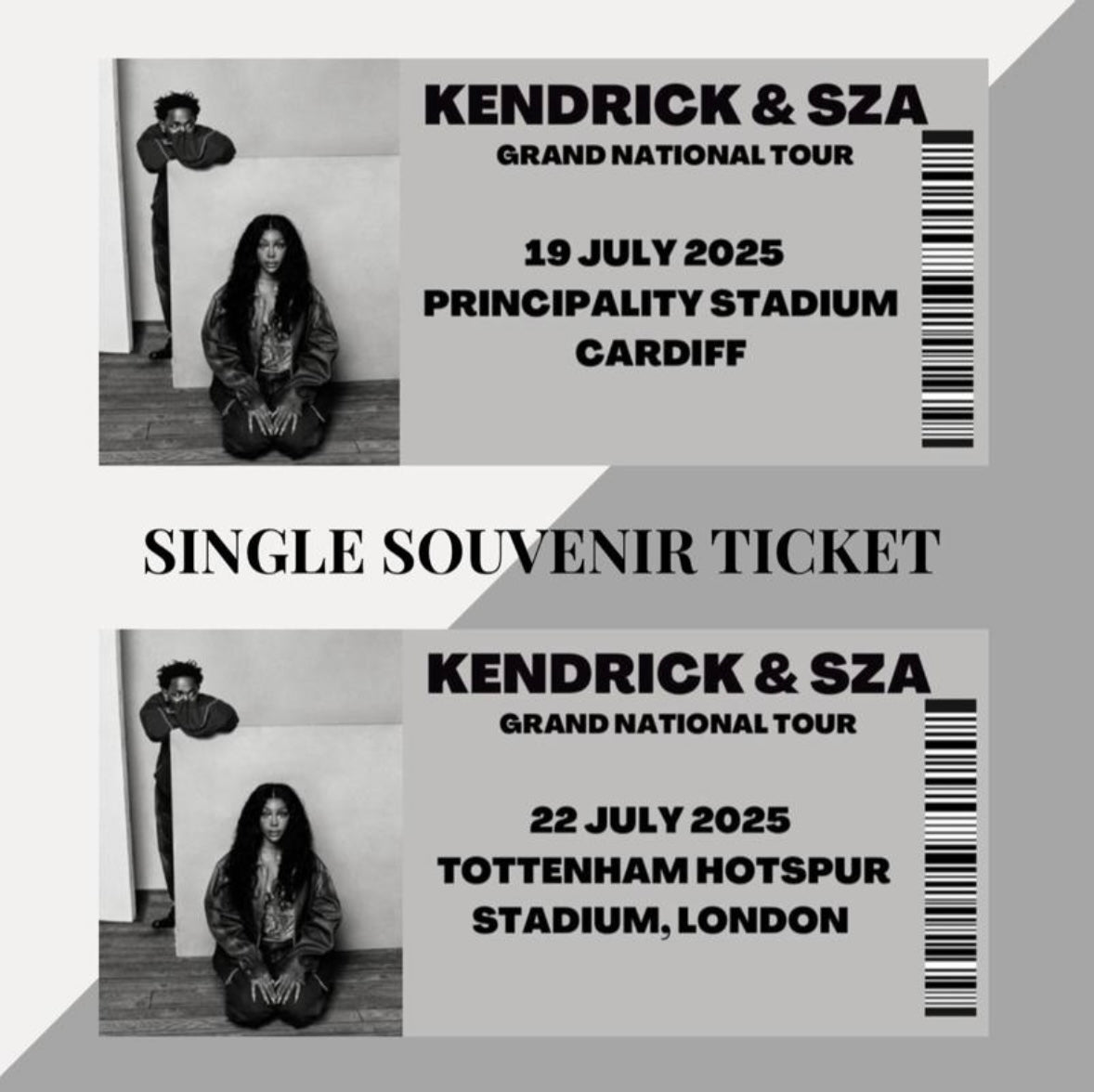 Kendrick & SZA ‘Grand National Tour’ inspired souvenir tickets