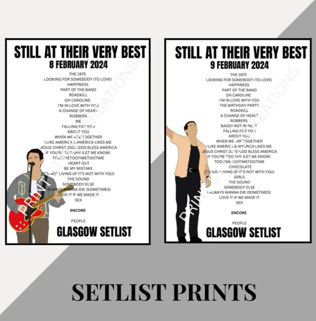 The 1975 ‘Still At Their Very Best’ Tour inspired setlist prints