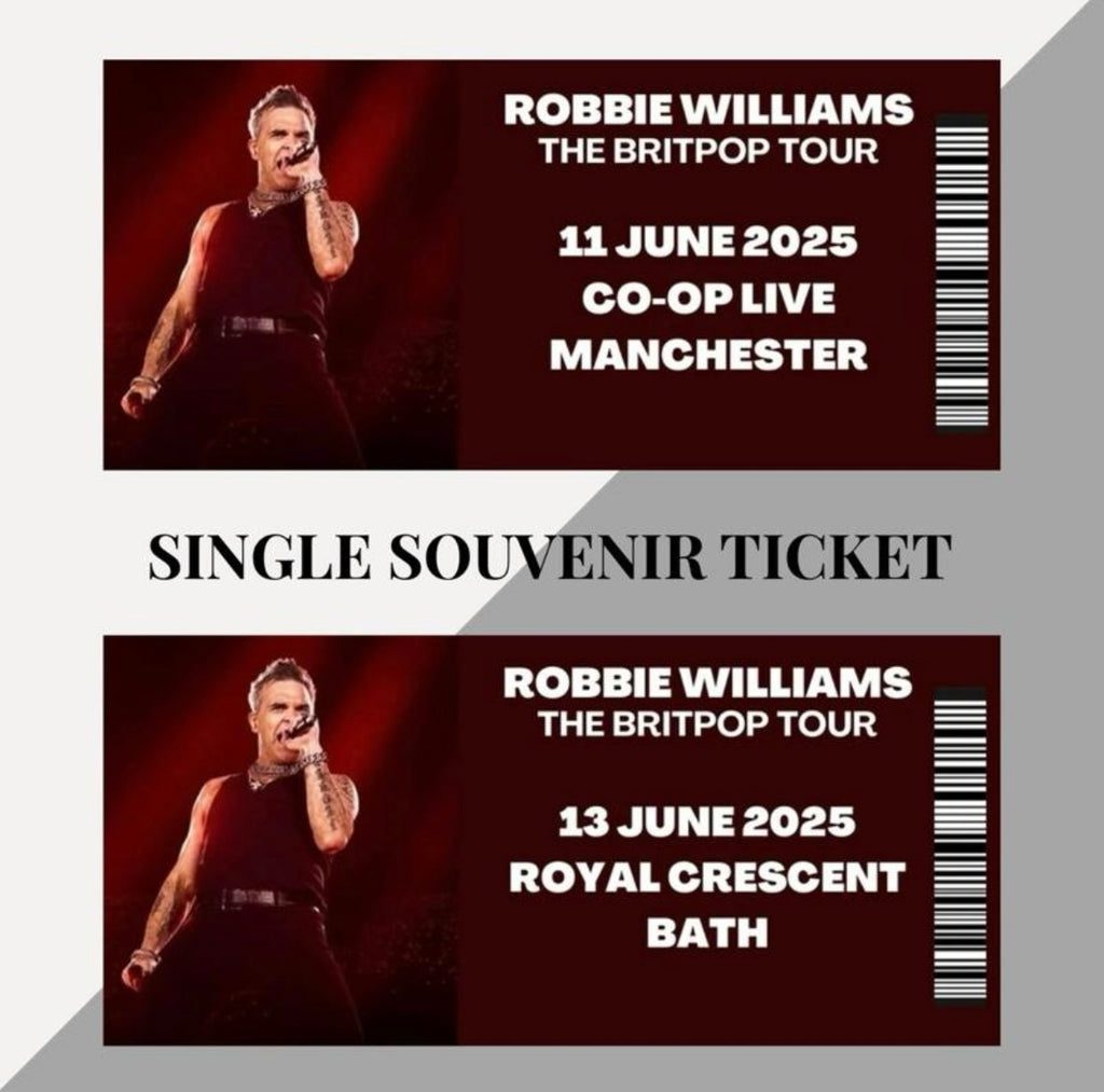 Robbie Williams ‘Britpop Tour’ inspired souvenir tickets