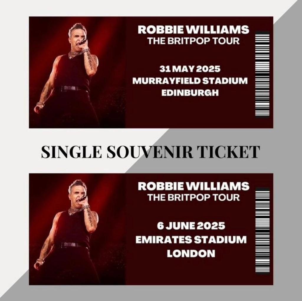Robbie Williams ‘Britpop Tour’ inspired souvenir tickets