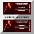 Robbie Williams ‘Britpop Tour’ inspired souvenir tickets
