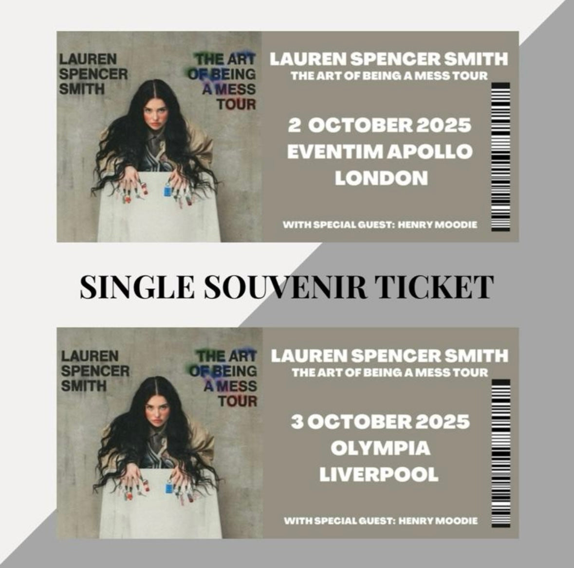 Lauren Spencer-Smith ‘The Art of Being a Mess’ tour inspired souvenir tickets