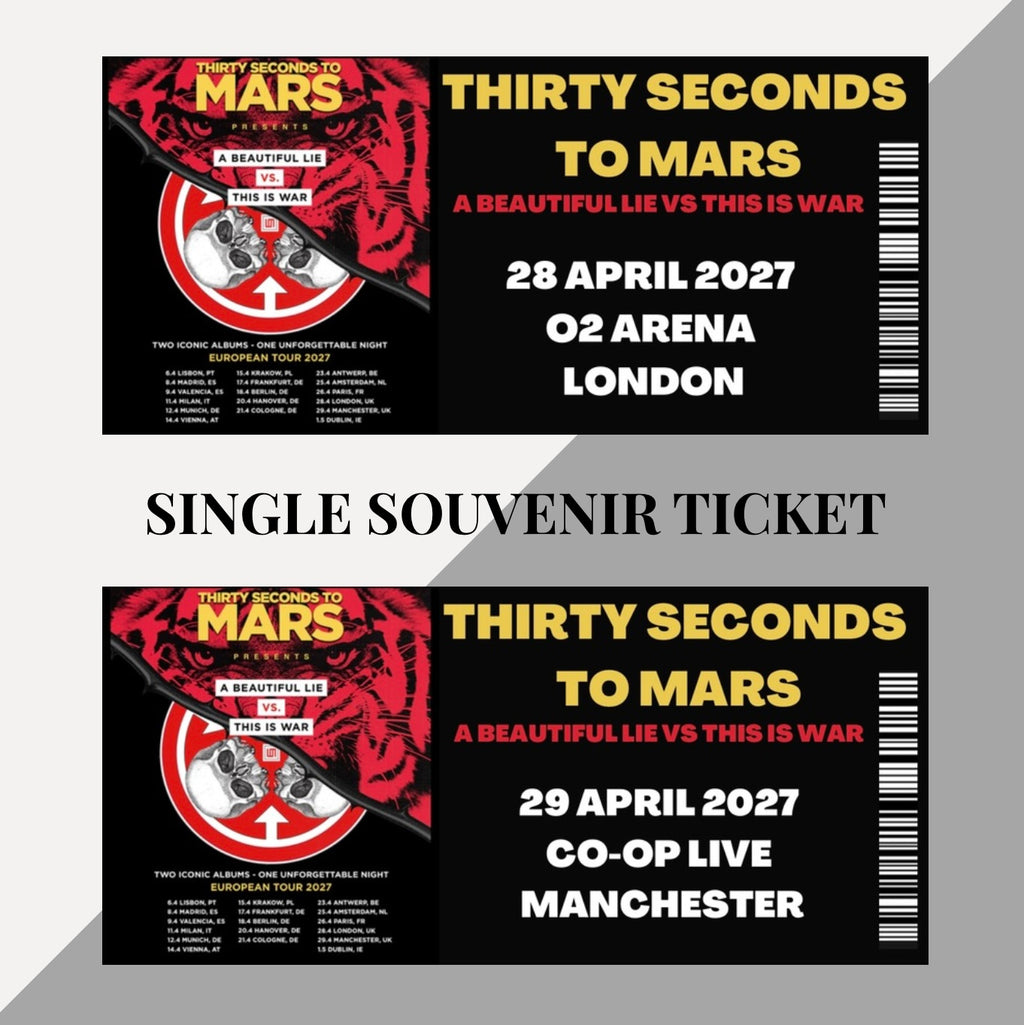 Thirty Seconds to Mars inspired souvenir tickets
