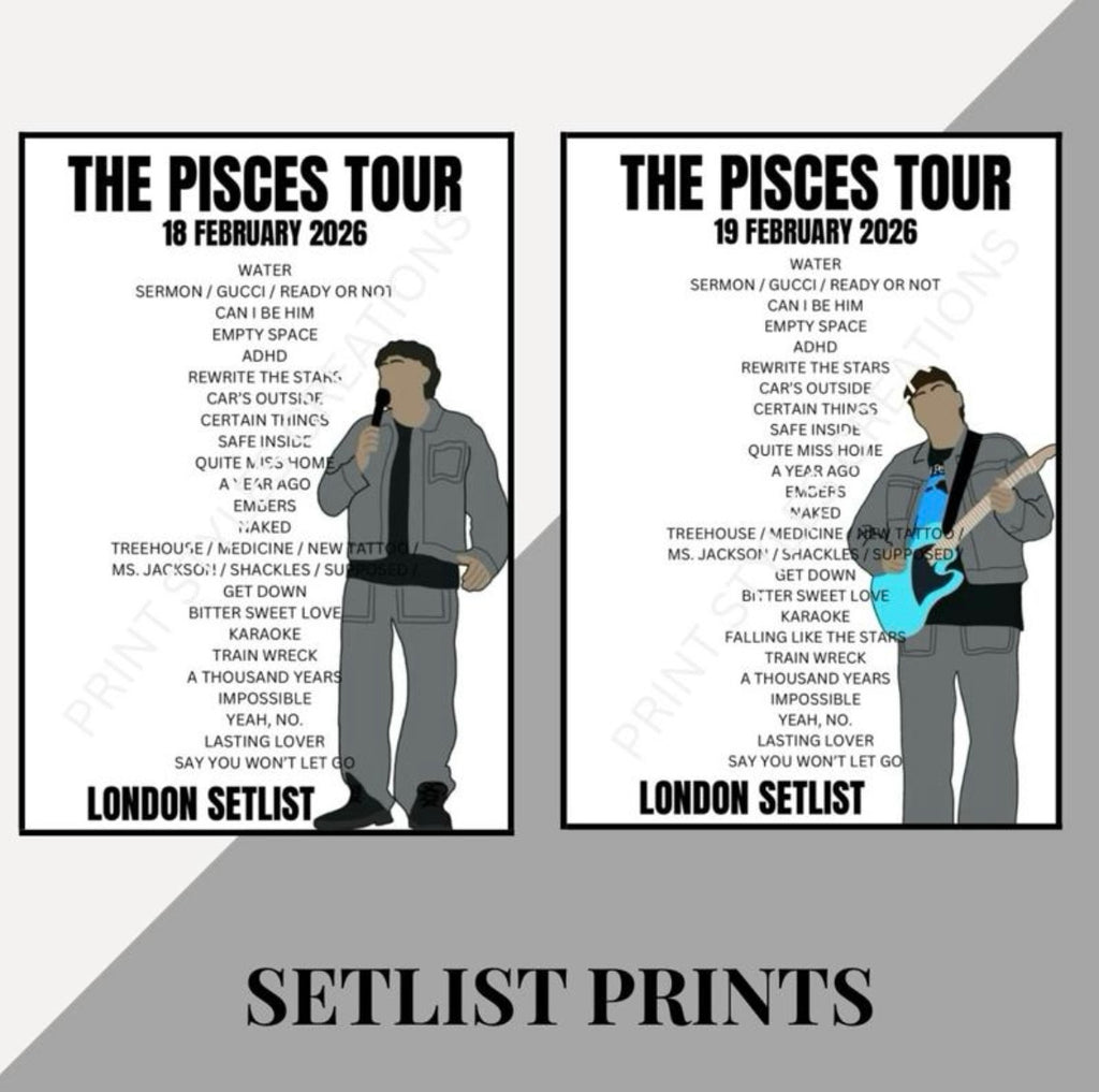 James Arthur ‘The Pisces Tour’ inspired setlist prints