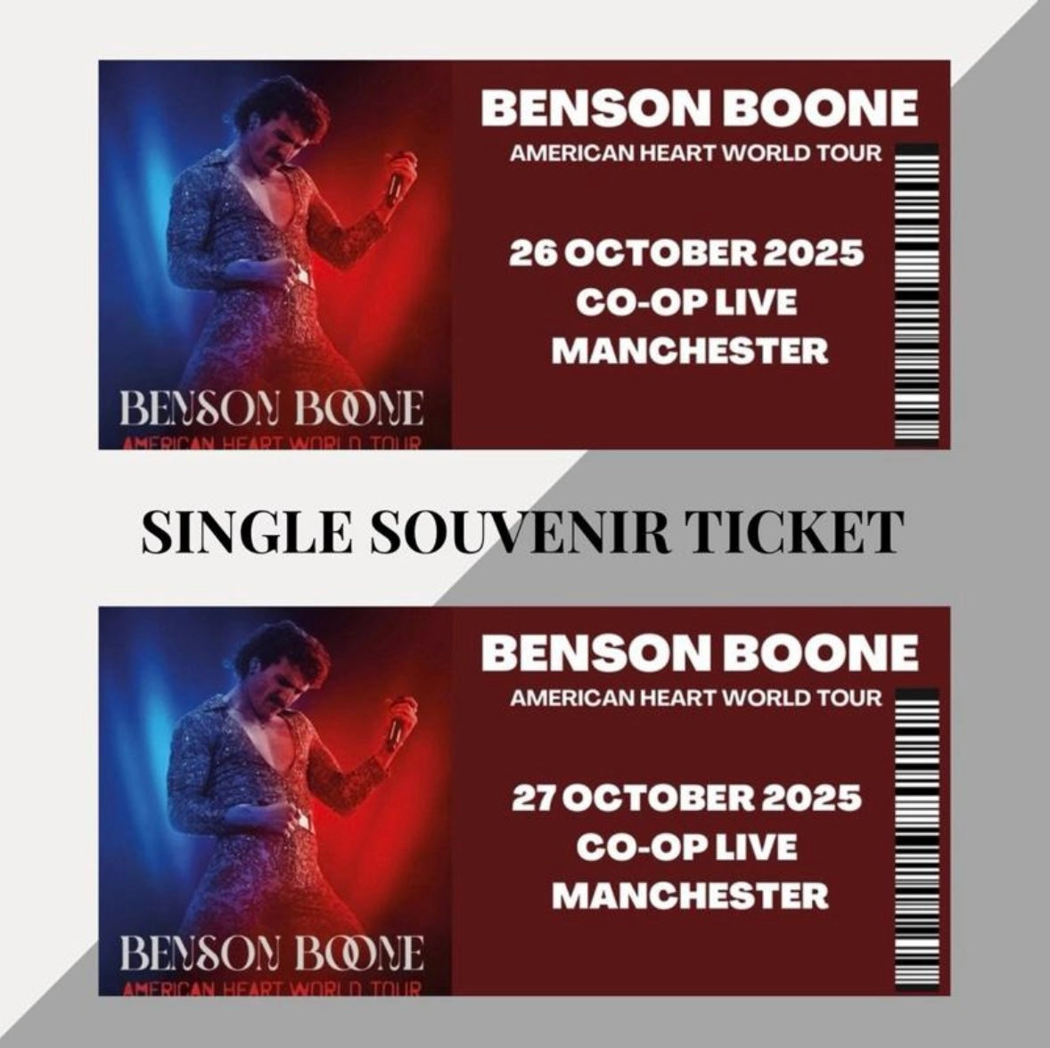 Benson Boone ‘American Heart Tour’ inspired souvenir tickets