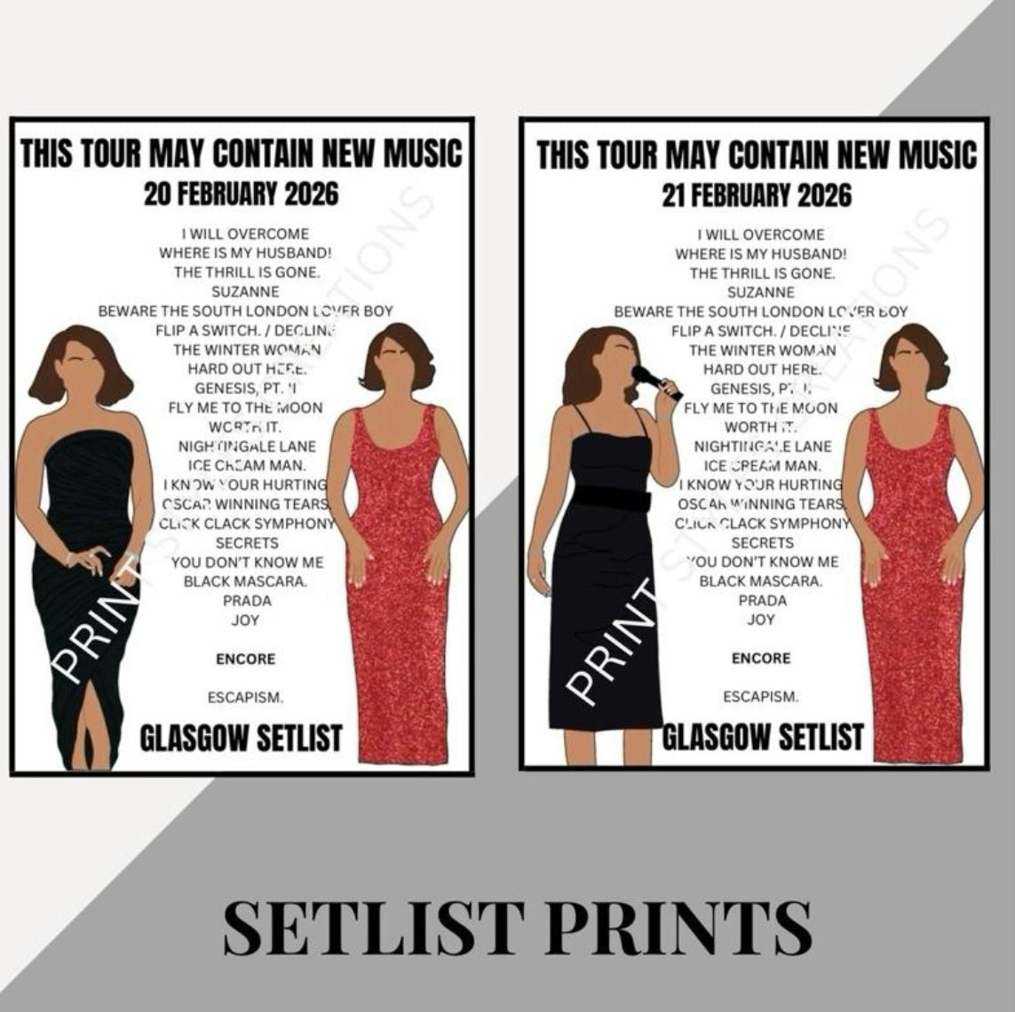 Raye ‘This Tour May Contain New Music’ inspired setlist prints