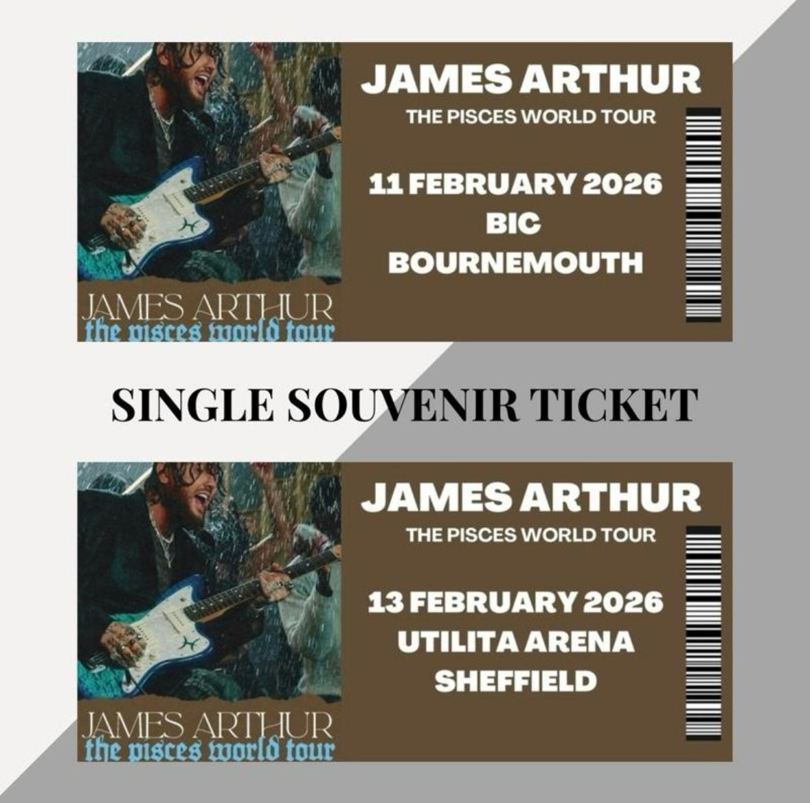 James Arthur ‘Pisces Tour’ inspired souvenir tickets