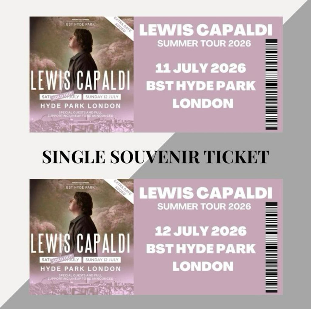 Lewis Capaldi 2026 Tour inspired souvenir tickets