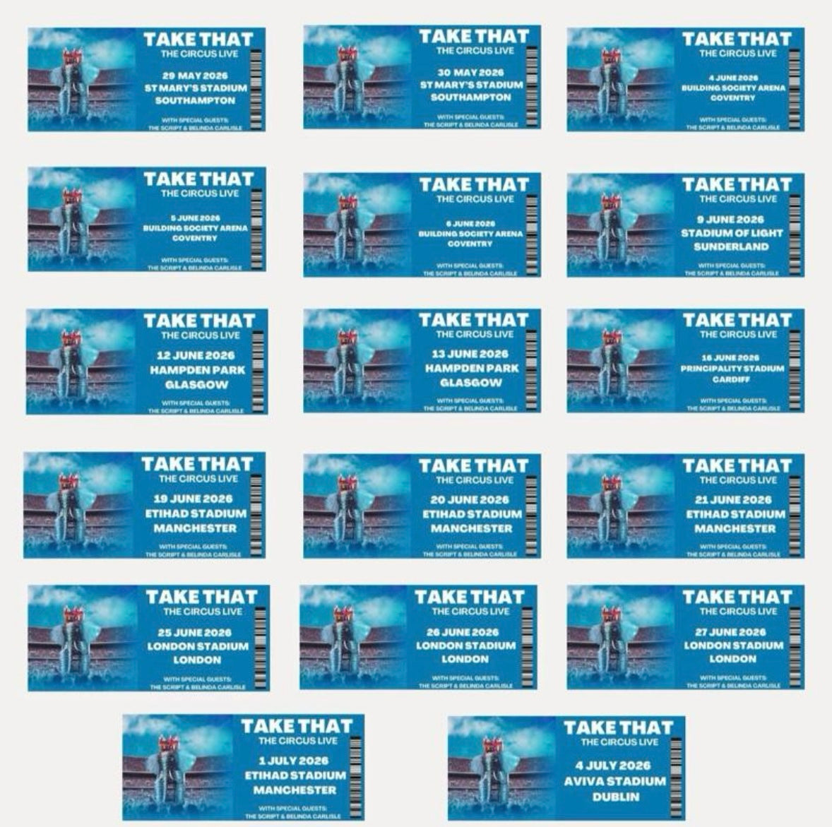 Take That Birthday card and souvenir tickets These are bundle