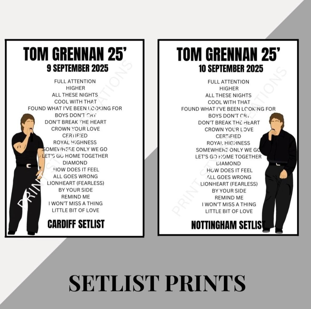 Tom Grennan 25 Tour inspired setlist prints