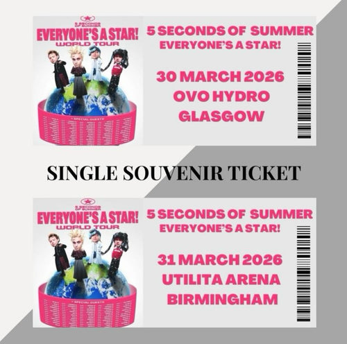 5 Seconds of Summer ‘Everyone’s a Star!’ inspired souvenir tickets