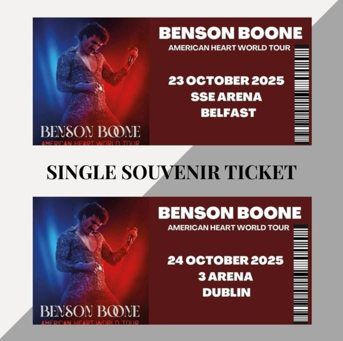 Benson Boone ‘American Heart Tour’ inspired souvenir tickets