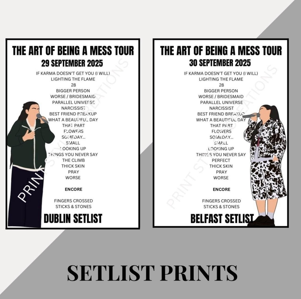 Lauren Spencer Smith ‘The Art of Being a Mess’ Tour inspired setlist prints