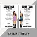Olivia Rodrigo ‘Sour Tour’ inspired setlist prints