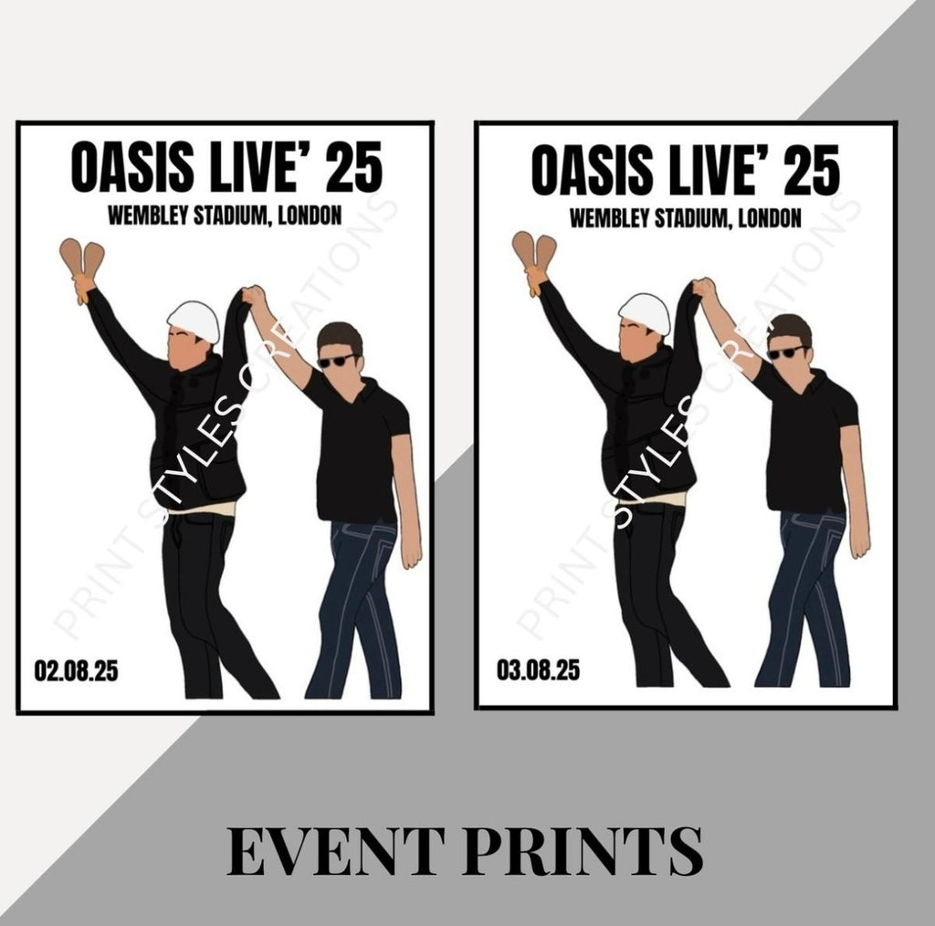 Oasis Live 25 inspired event prints