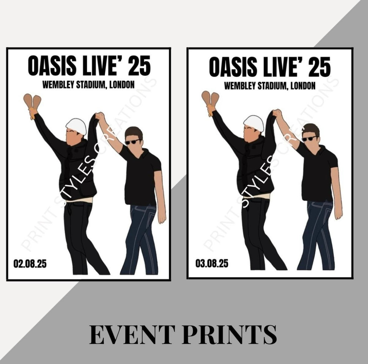 Oasis Live 25 inspired event prints