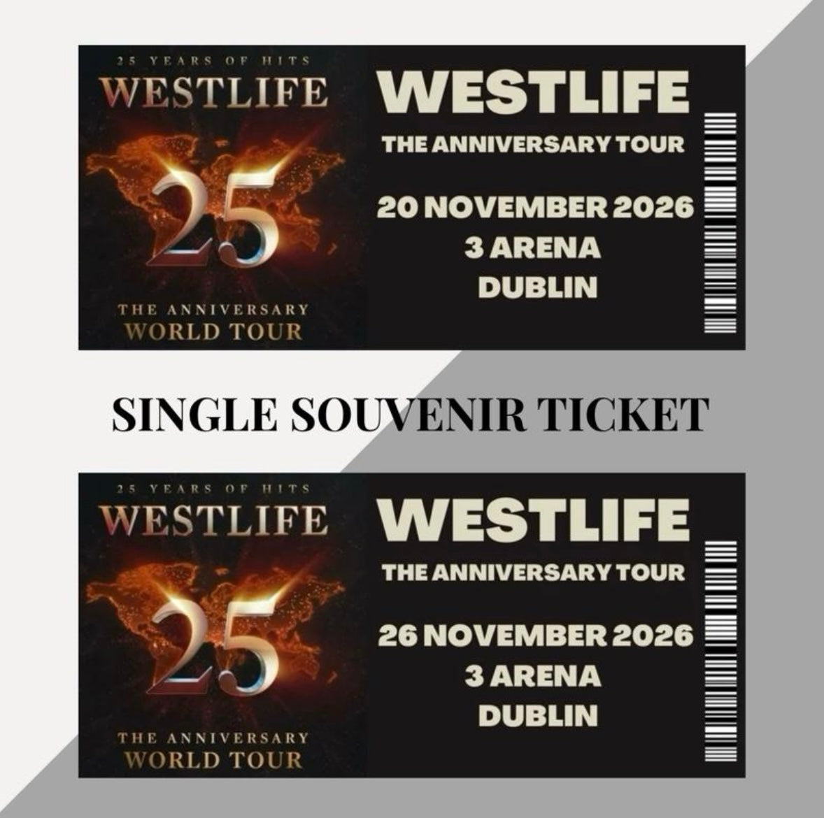 Westlife ‘The Anniversary Tour’ souvenir tickets