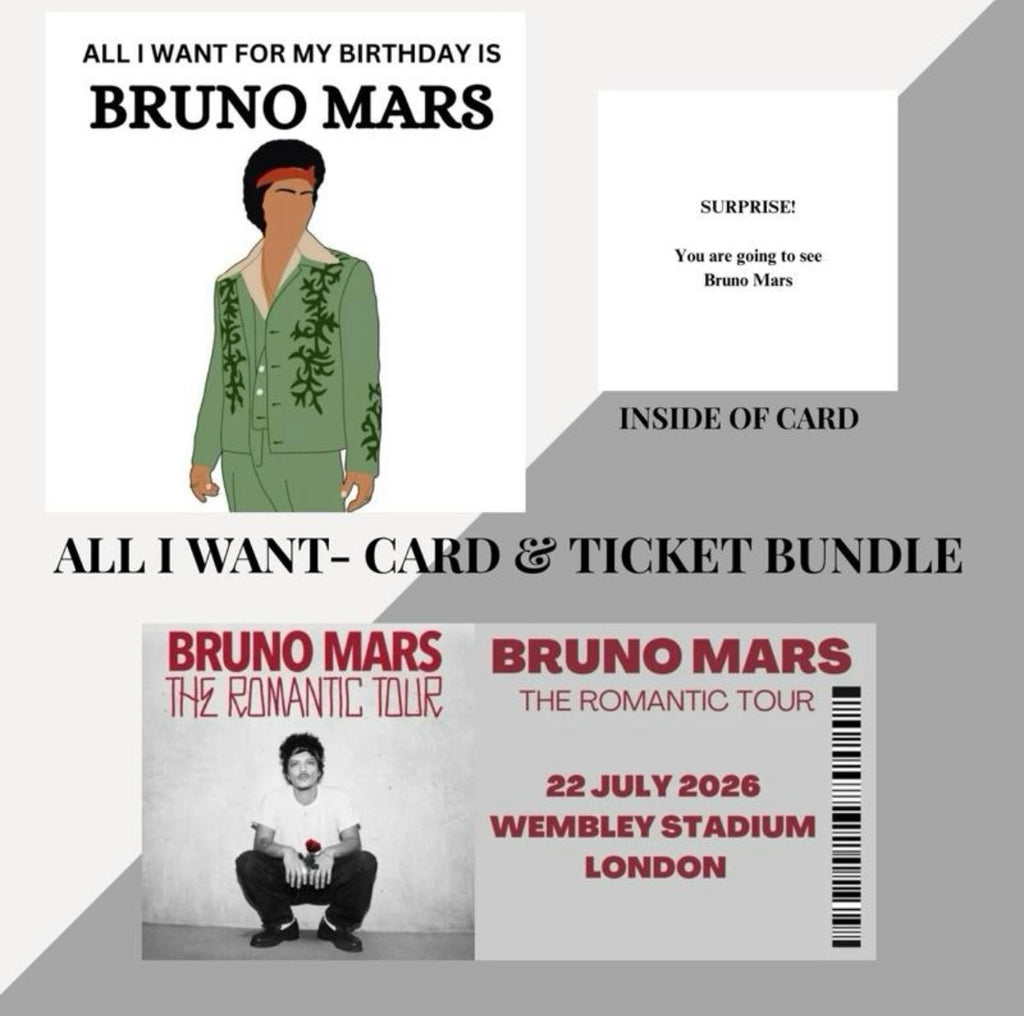 Bruno Mars birthday card and souvenir ticket bundle