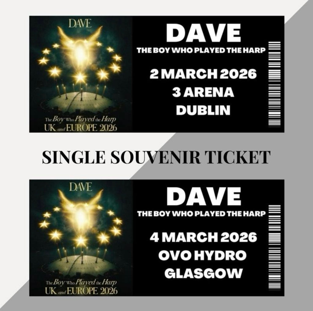 Dave ‘The Boy Who Played The Harp’ tour inspired souvenir tickets