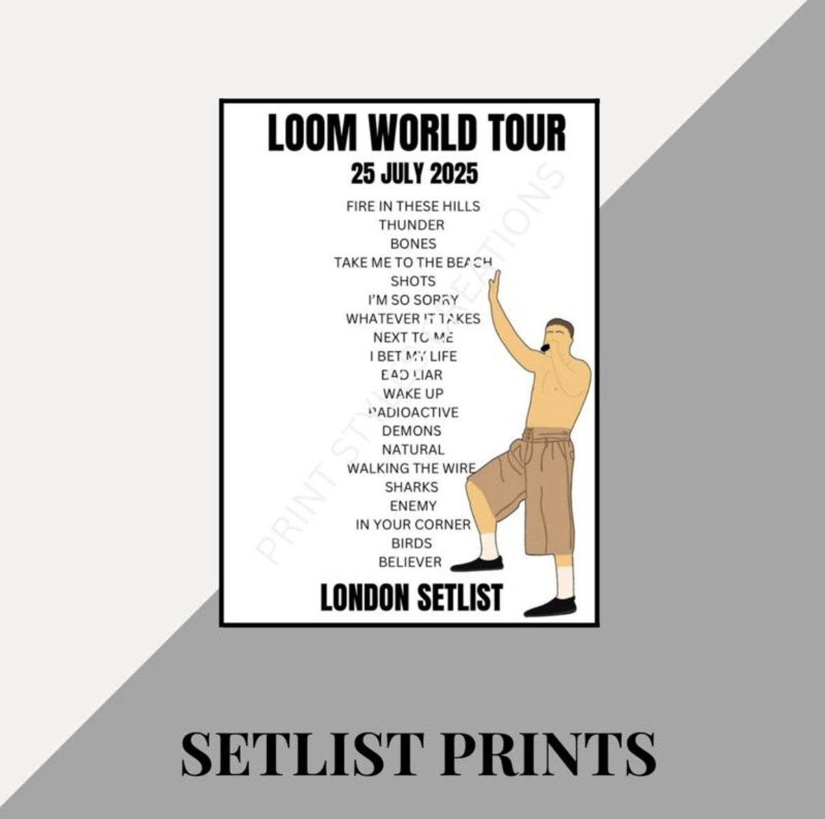 Imagine Dragons ‘Loom World Tour’ inspired setlist prints
