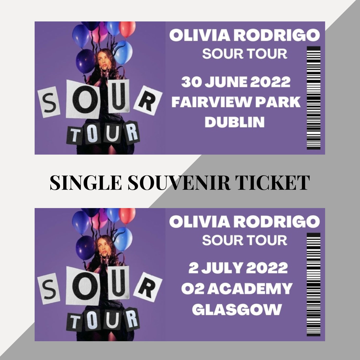 Olivia Rodrigo ‘Sour Tour’ inspired souvenir tickets