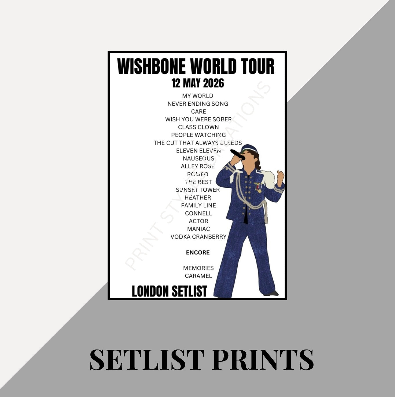 Conan Gray ‘The Wishbone Tour’ inspired setlist prints