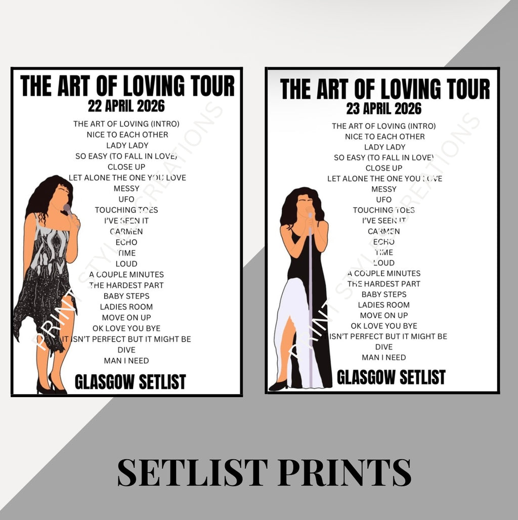 Olivia Dean ‘The Art of Loving Tour’ inspired setlist prints